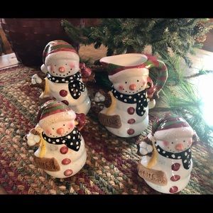 Cream, sugar, salt & pepper snowmen
